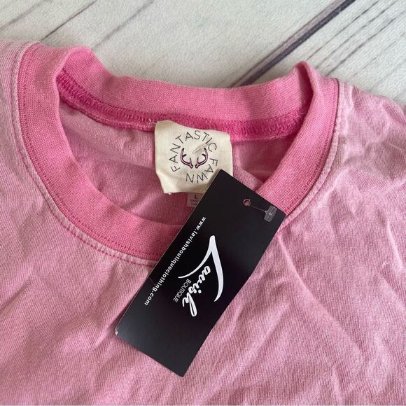 NWT Boutique Pink Short Sleeve Tee Fantastic Fawn Womens Sz Large - Picture 2 of 8